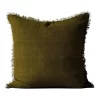 Vintage Linen Fringe Cushion Khaki