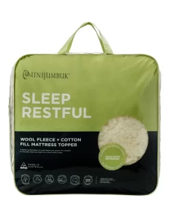 Sleep Restful Wool Mattress Topper White
