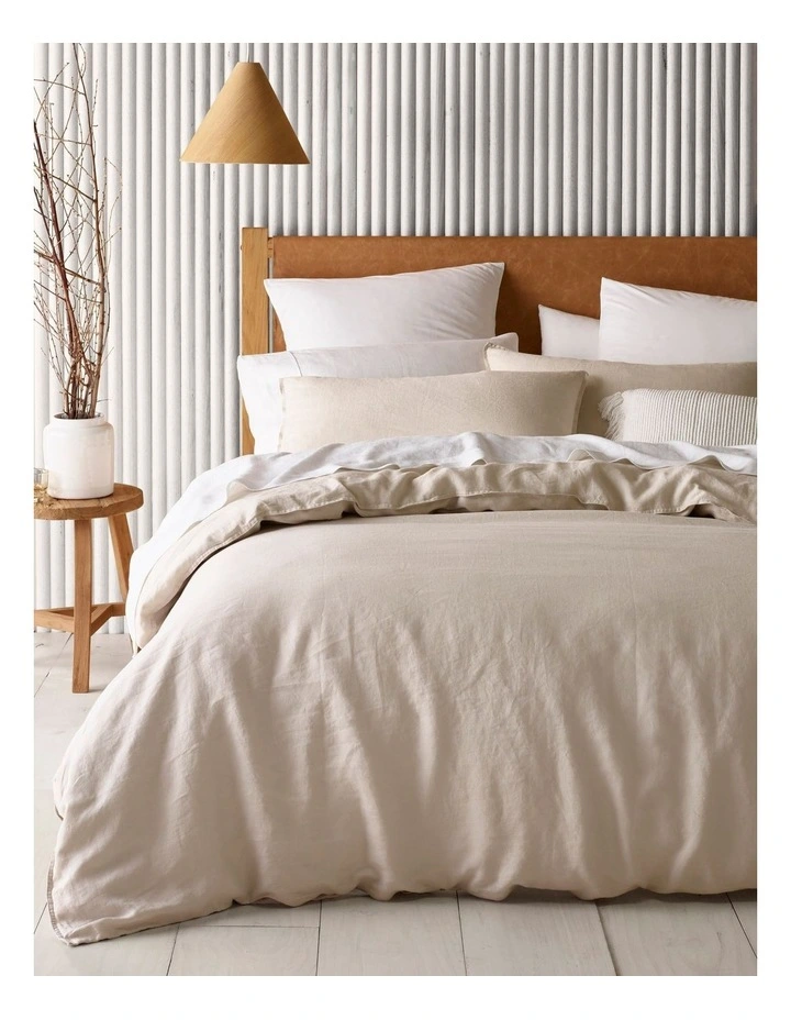 Sandy Cape Washed Belgian Linen Quilt Cover Set Moonbeam