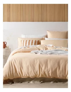 Sandy Cape Linen Quilt Cover Set In Mock Orange