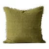 Vintage Linen Fringe Cushion Range In Olive