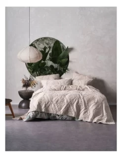 Linen House Piero Quilt Bedcover Sand