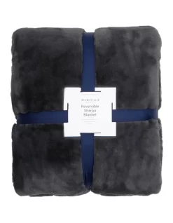 Heritage Reversible Sherpa Blanket Charcoal