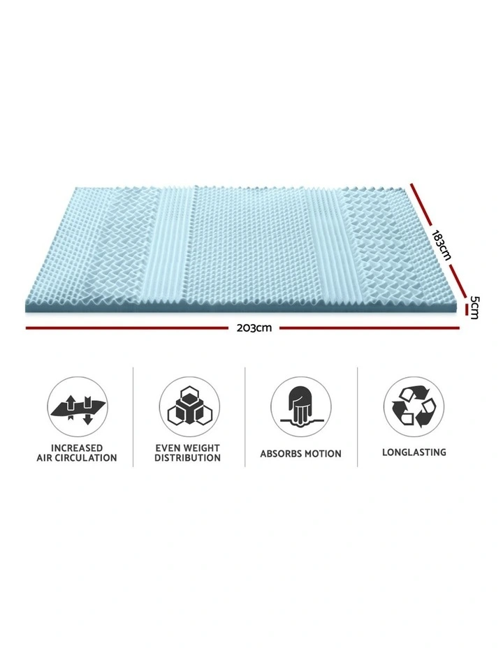 COOL GEL Memory Foam Mattress Topper BAMBOO 5CM 7-Zone King - Image 2