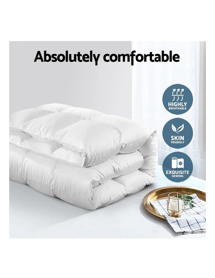 King Size Duck Down Quilt In White - Image 3