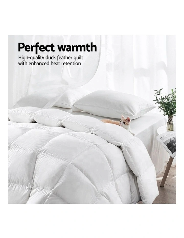 King Size Duck Down Quilt In White - Image 4