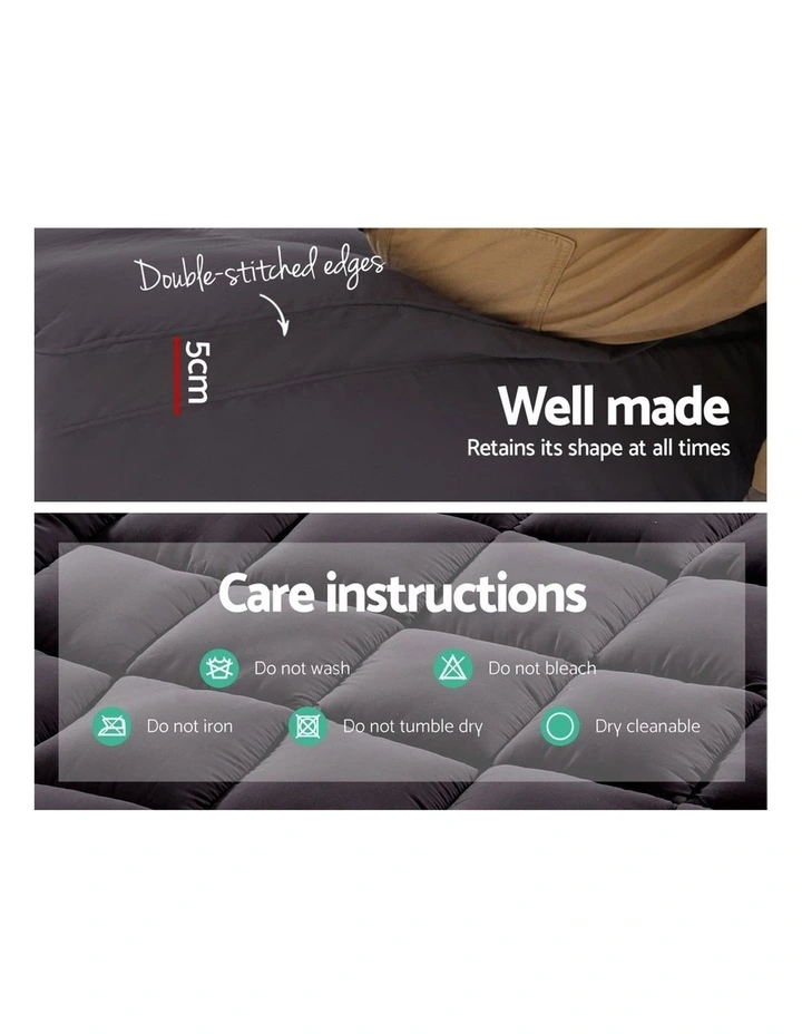 Bamboo Charcoal Pillowtop Mattress Topper Protector Cover Double - Image 3