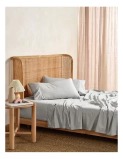 Linen House Nara Bamboo Cotton 400TC Sheet Set Silver