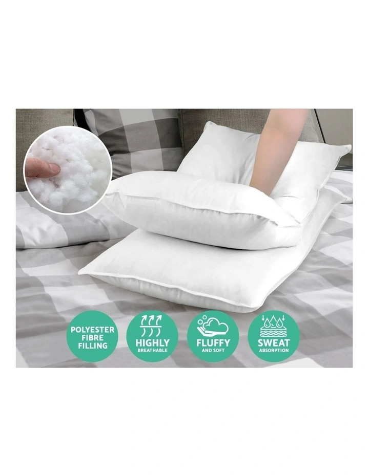 King Size 4 Pack Bed Pillow Medium*2 Firm*2 Microfibre Fiiling - Image 3