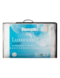 Luxurious Classic Medium Profile & Feel Latex Pillow In White 2 Pack