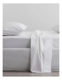 Organic Cotton Percale 300TC Fitted Sheet In Snow