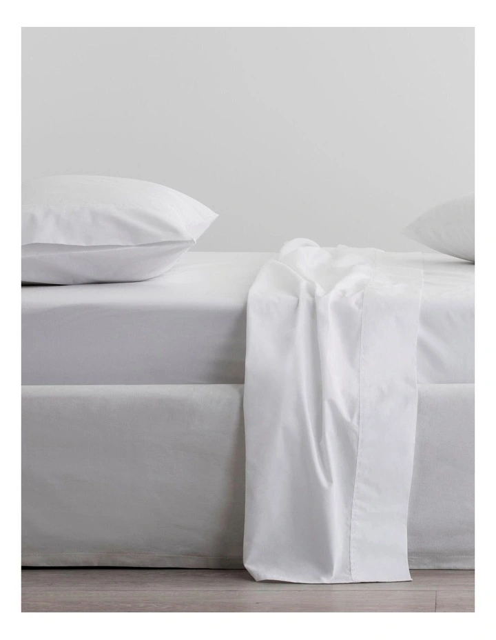 Organic Cotton Percale 300TC Sheet Set In Snow
