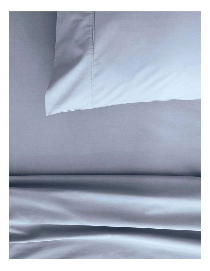 Organic Cotton Percale 300TC Sheet Set In Soft Blue - Image 2