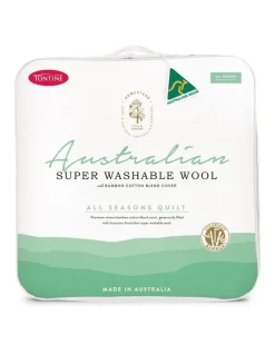 Homestead Australian Super Wash Wool With Bamboo Quilt White