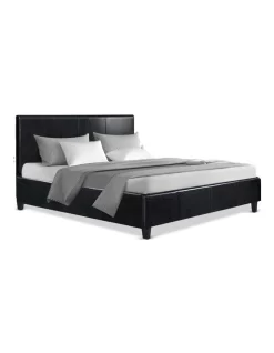 Double Size PU Leather Bed Frame Headboard Black