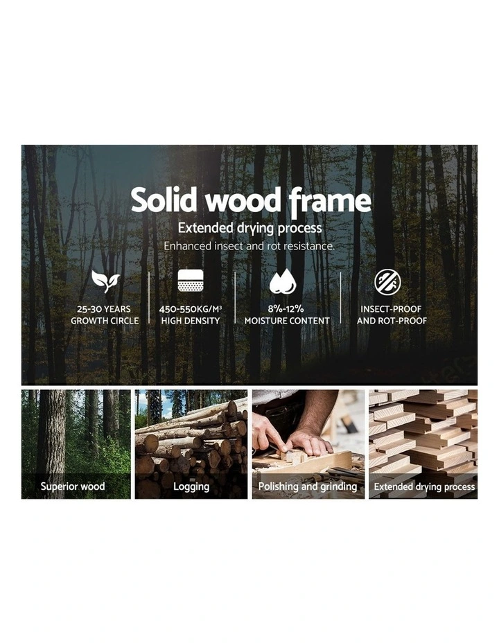 Single Size Bed Frame Base Mattress Platform Fabric Wooden Grey NEO - Image 4