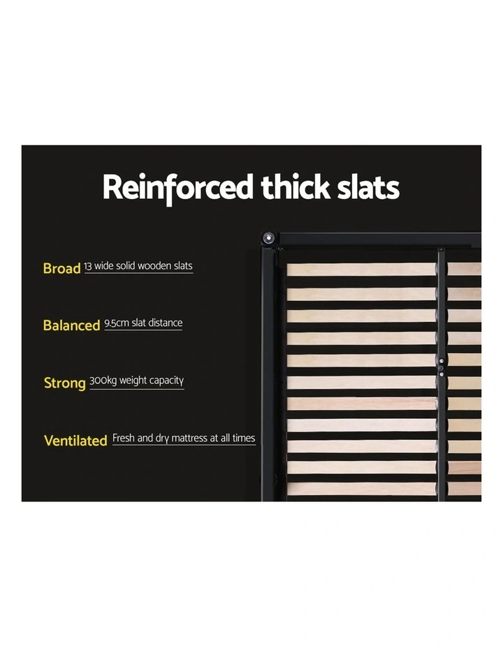 Queen Size Wooden Upholstered Bed Frame Headborad Grey - Image 4