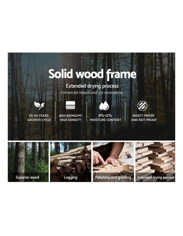 Double Size Bed Frame Gas Lift Linen Fabric Wooden Storage Steel Grey - Image 5