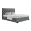 Double Full Size Gas Lift Bed Frame Base With Storage Mattress Grey Fabric VILA