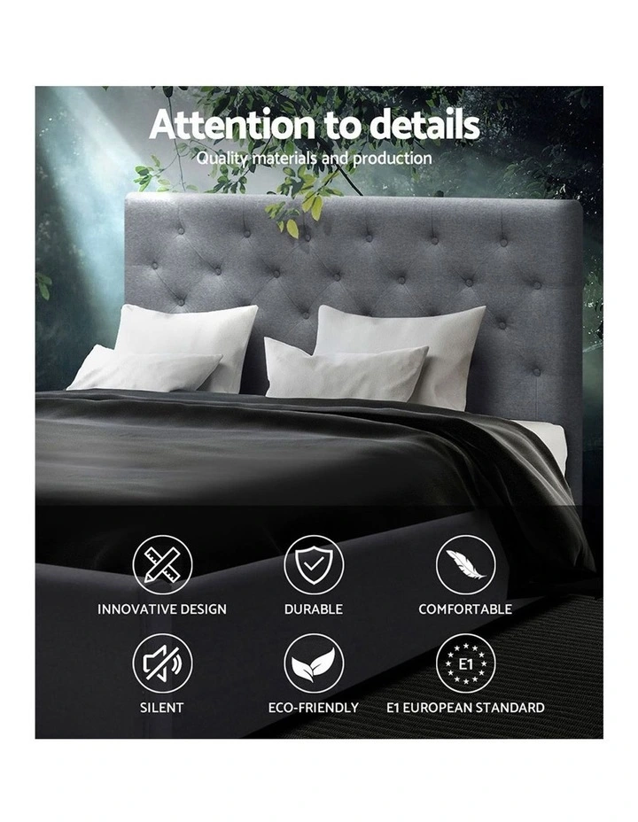 Double Full Size Gas Lift Bed Frame Base With Storage Mattress Grey Fabric VILA - Image 3