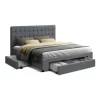 Queen Size Bed Frame Base Mattress With Storage Drawer Fabric