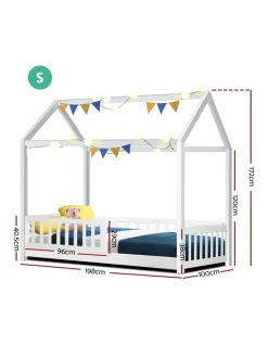 Wooden Bed Frame Single Size Timber Mattress Base Pine Platform White ROCK