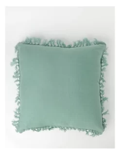 Moreton Tassle Linen Square Cushion Sea Mist