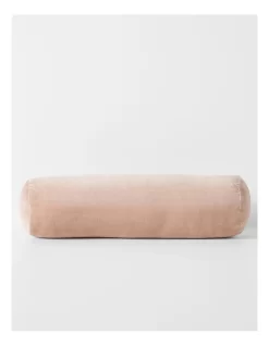 Luxury Velvet Bolster Cushion In Rosewater