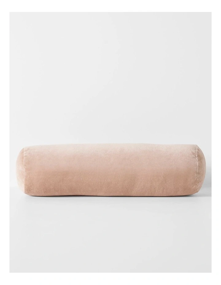 Luxury Velvet Bolster Cushion In Rosewater