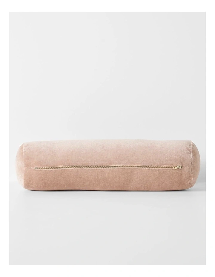 Luxury Velvet Bolster Cushion In Rosewater - Image 3