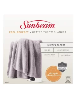 Feel Perfect Sherpa Fleece Heated Throw Blankets