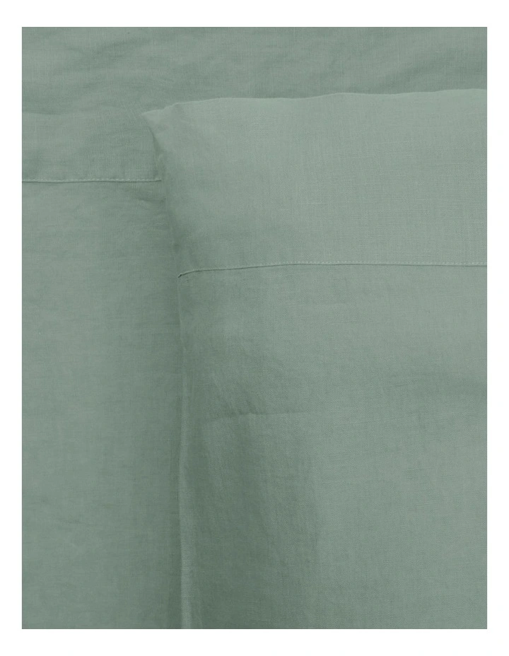 Sandy Cape Washed Belgian Linen Sheet Set Eucalyptus