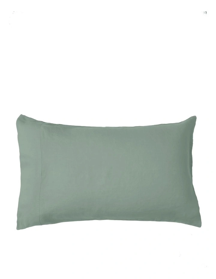 Sandy Cape Washed Belgian Linen Sheet Set Eucalyptus - Image 3