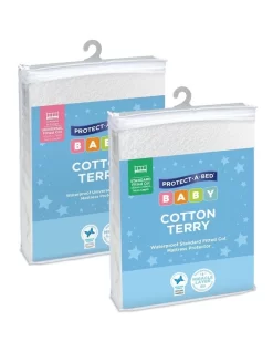 Kids Cotton Terry Waterproof Fitted Cot Mattress Protector