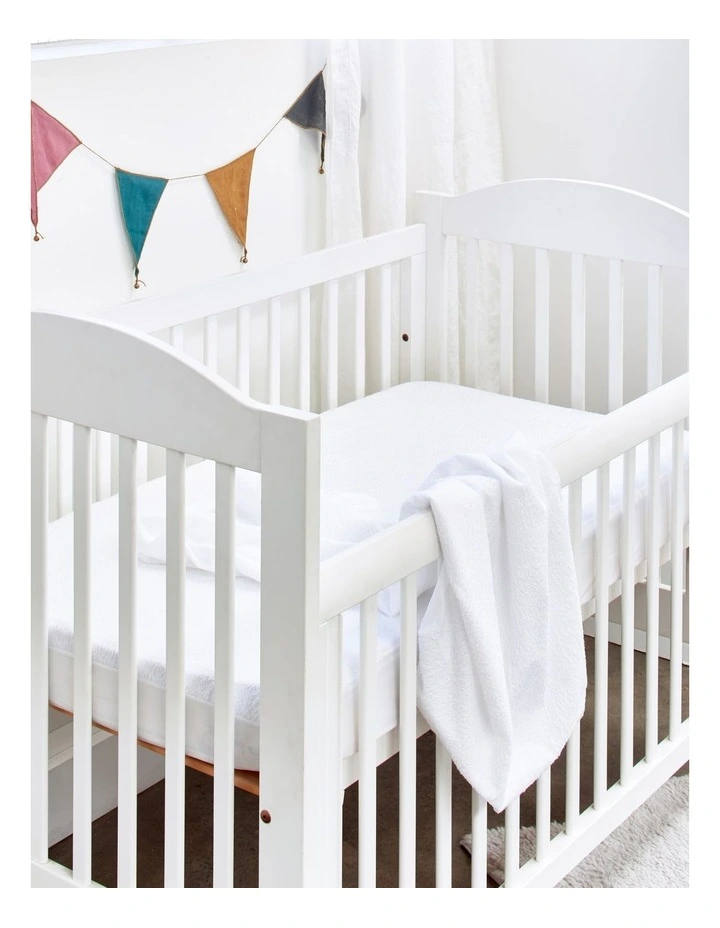 Kids Cotton Terry Waterproof Fitted Cot Mattress Protector - Image 2