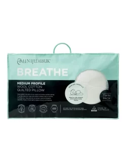 Breathe Wool Pillow White 2 Pack