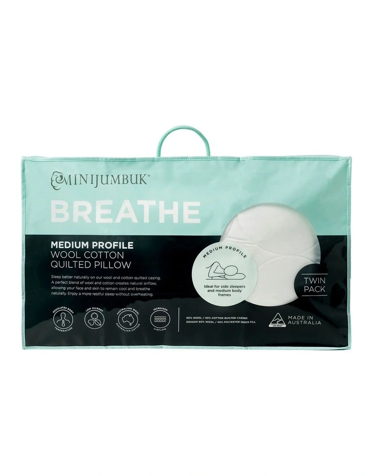 Breathe Wool Pillow White 2 Pack