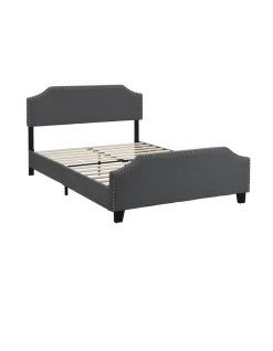 BEF03 Double Size Wooden Upholstered Bed Frame Grey