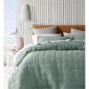 Sandy Cape Washed Belgian Linen Quilted Coverlet Eucalyptus