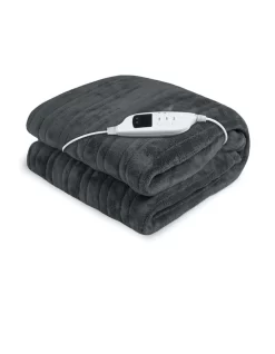 Heated Electric Blanket Throw Rug Coral Warm Fleece Winter Grey