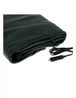 Heated Car Blanket Travel Rug Soft Caravan Fleece Electric Throw 12 Volt Dc Auto Black