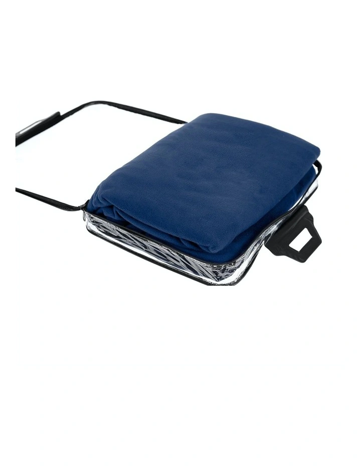 Heated Car Blanket Travel Rug Soft Caravan Fleece Electric Throw 12 Volt Dc Auto Navy Blue - Image 2
