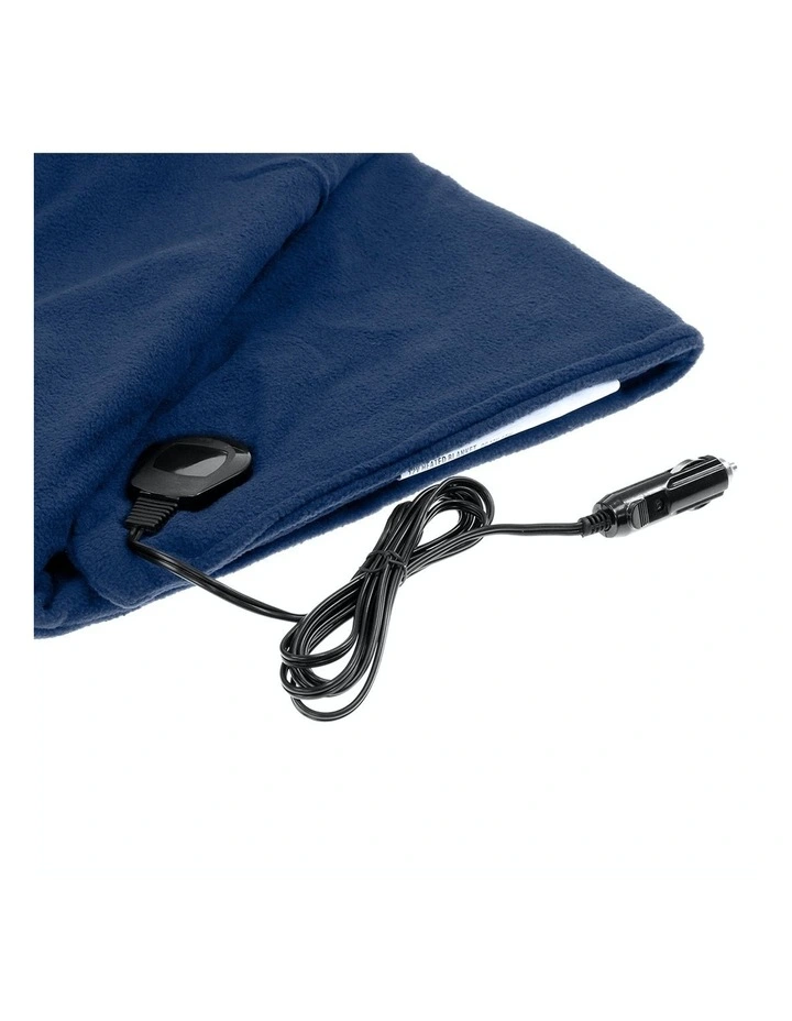 Heated Car Blanket Travel Rug Soft Caravan Fleece Electric Throw 12 Volt Dc Auto Navy Blue - Image 3