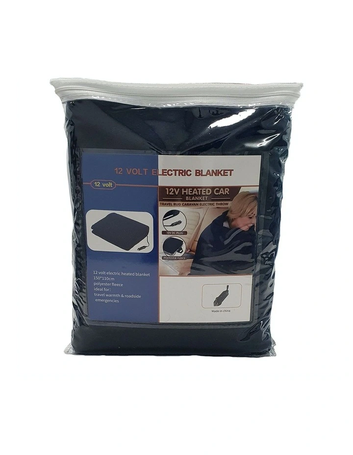 Heated Car Blanket Travel Rug Soft Caravan Fleece Electric Throw 12 Volt Dc Auto Navy Blue - Image 4