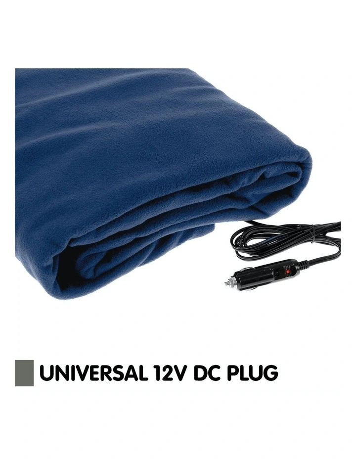 Heated Car Blanket Travel Rug Soft Caravan Fleece Electric Throw 12 Volt Dc Auto Navy Blue - Image 7