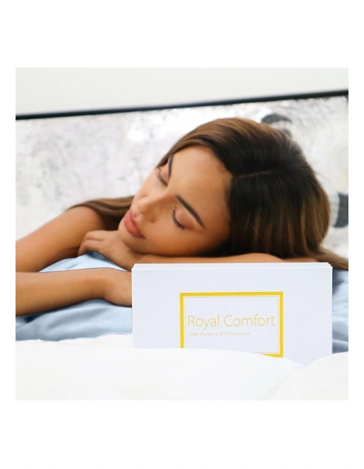 Mulberry Soft Silk Hypoallergenic Pillowcase Twin Pack 51x76cm In Light Blue - Image 3