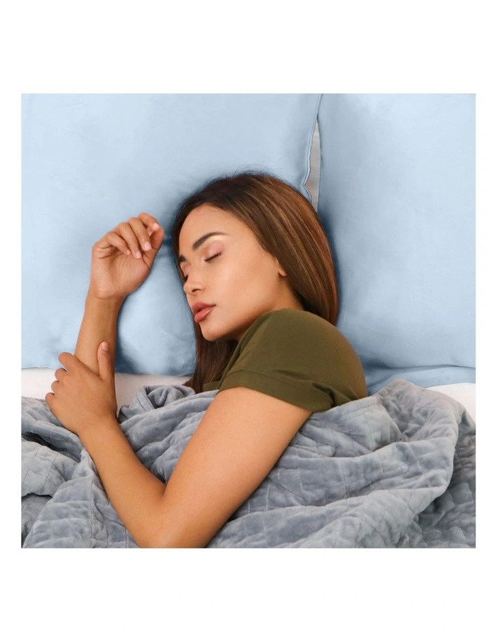 Mulberry Soft Silk Hypoallergenic Pillowcase Twin Pack 51x76cm In Light Blue - Image 4