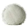 Vintage Linen Fringe 45cm Round Cushion In Fennel