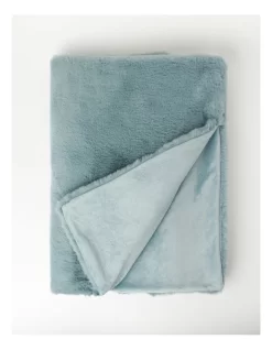 Heritage Amelie Fur Throw In Duck Egg