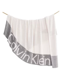 Calvin Klein Chevron Knit Throw Light Grey